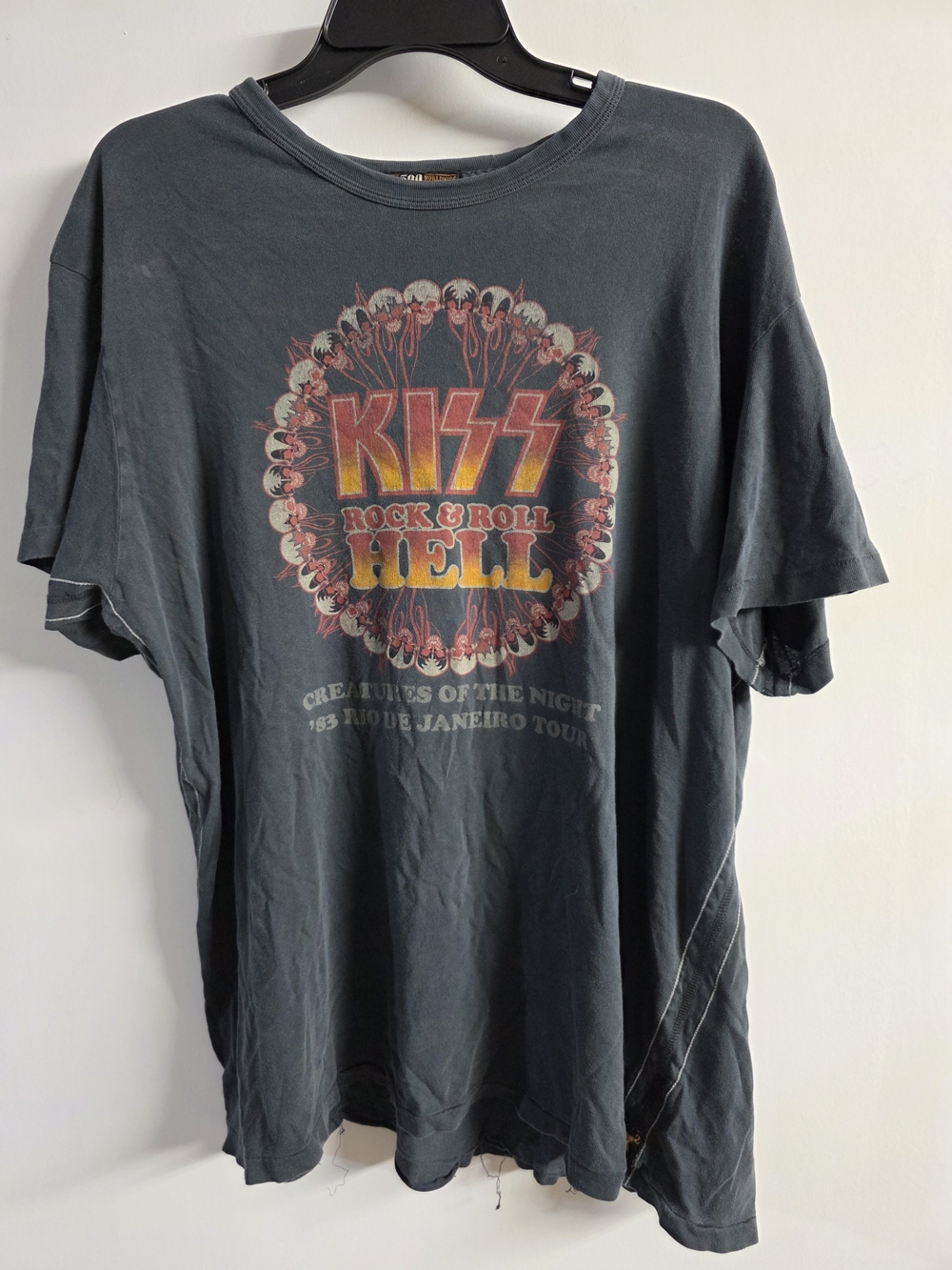 KISS Rock & Roll Hell Graphic Tee in Faded Black 1 Of 500 Size XL